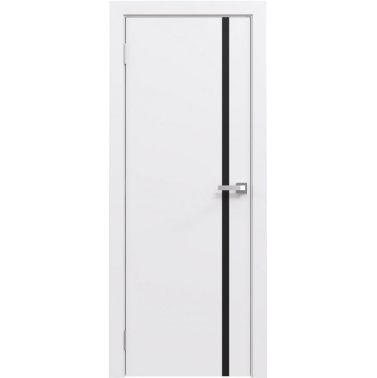 Дверь межкомнатная Эмаль Line-2 (Белый/ Черный молдинг)